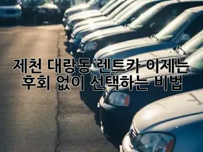 제천 대랑동 렌트카, 이제는 후회 없이 선택하는 비법! 🚗✨