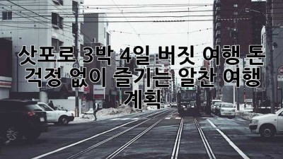 삿포로 3박 4일 버짓 여행: 돈 걱정 없이 즐기는 알찬 여행 계획!