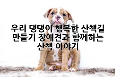 우리 댕댕이, 행복한 산책길 만들기🐶🐾 장애견과 함께하는 산책 이야기